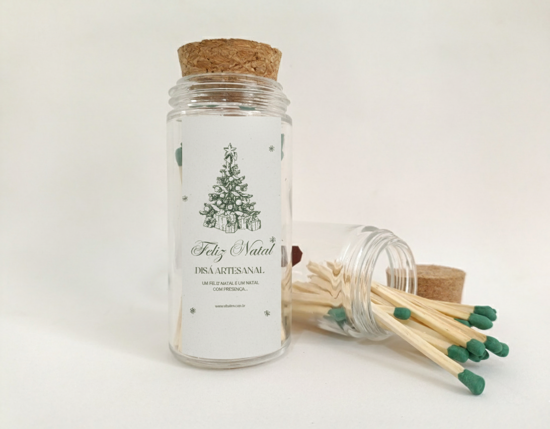 Vidrinho de Fósforo Artesanal Natalino - Presente Criativo e Decoração Exclusiva