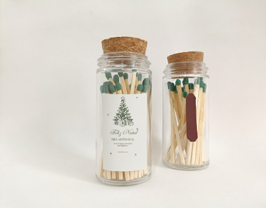 Vidrinho de Fósforo Artesanal Natalino - Presente Criativo e Decoração Exclusiva