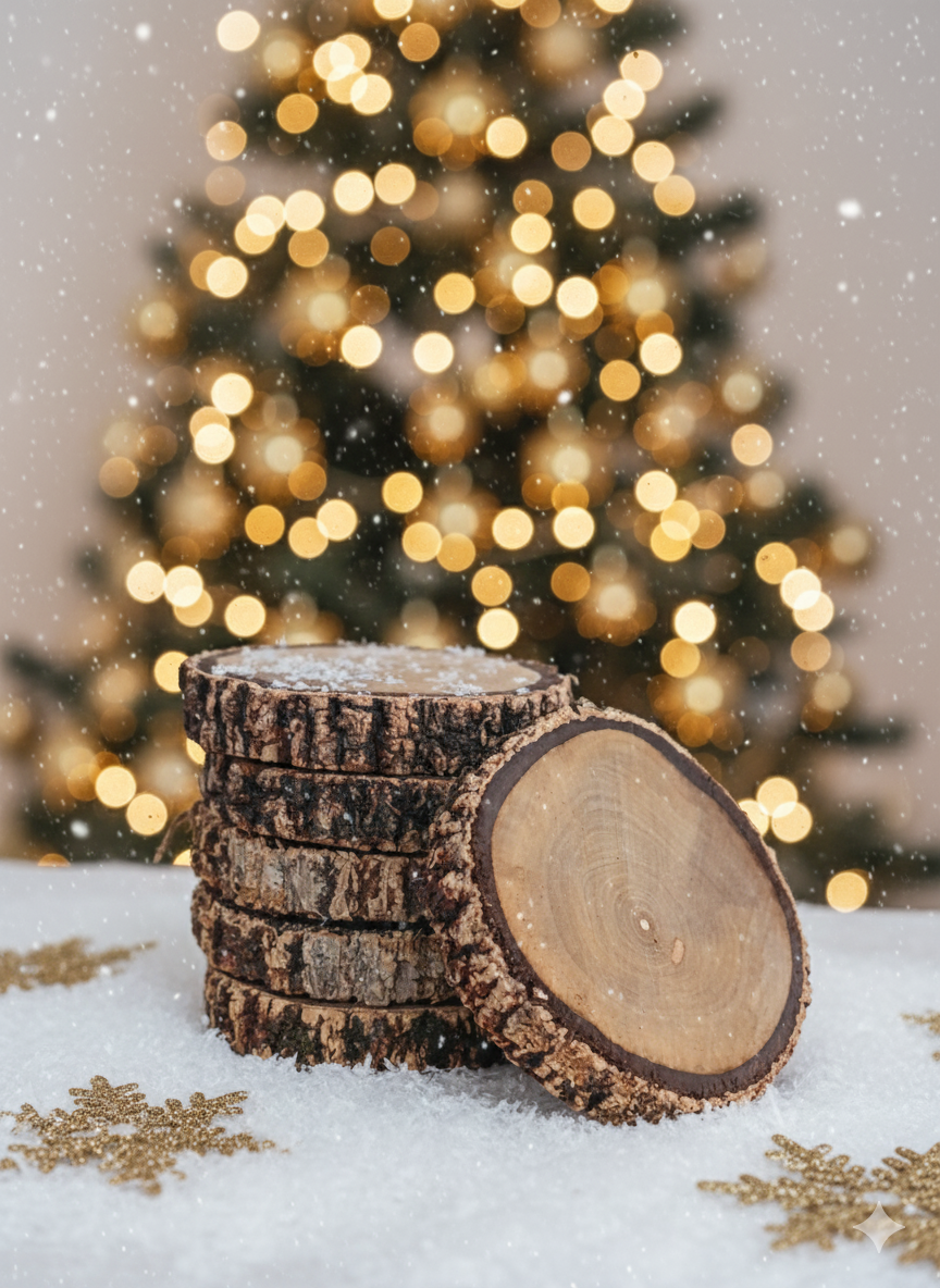 Bolacha de Madeira Rústica P - Disco de Tronco para Decoração