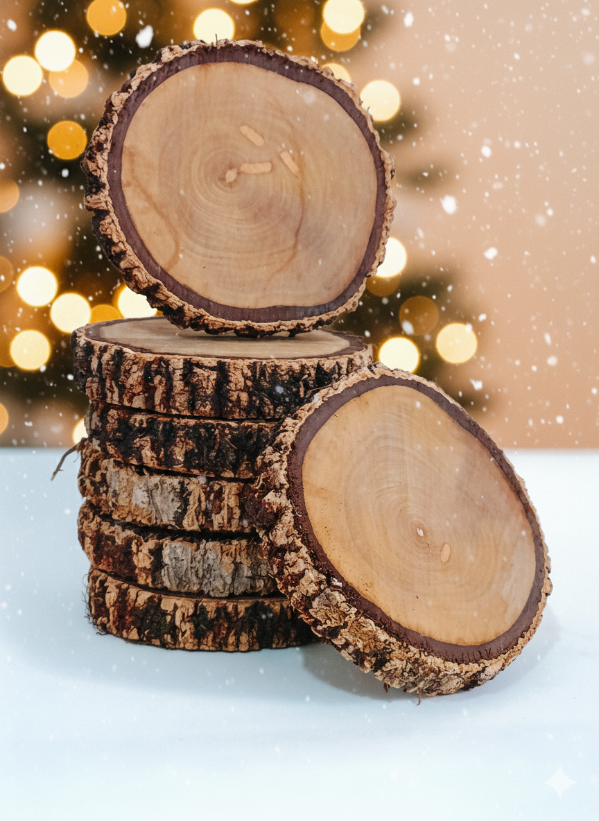 Bolacha de Madeira Rústica P - Disco de Tronco para Decoração